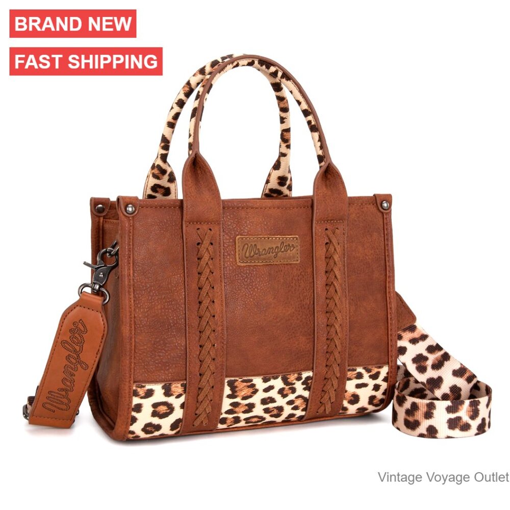Western Tote Bag With Adjustable Strap, Vegan Leather, 11x8.8x3.8 Inches